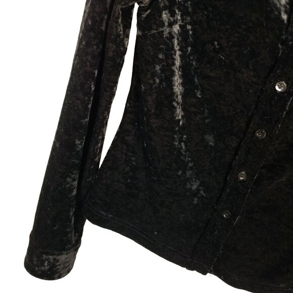 Vintage Guess Black velvet button up sweatshirt jacket size medium - Picture 4 of 10